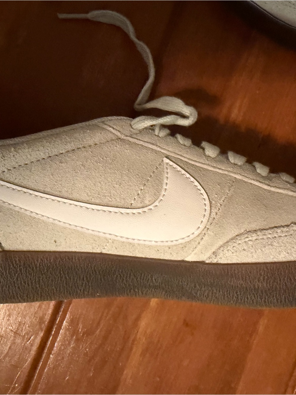 Nike Men’s Suede Sneakers in Off-White with White Swoosh